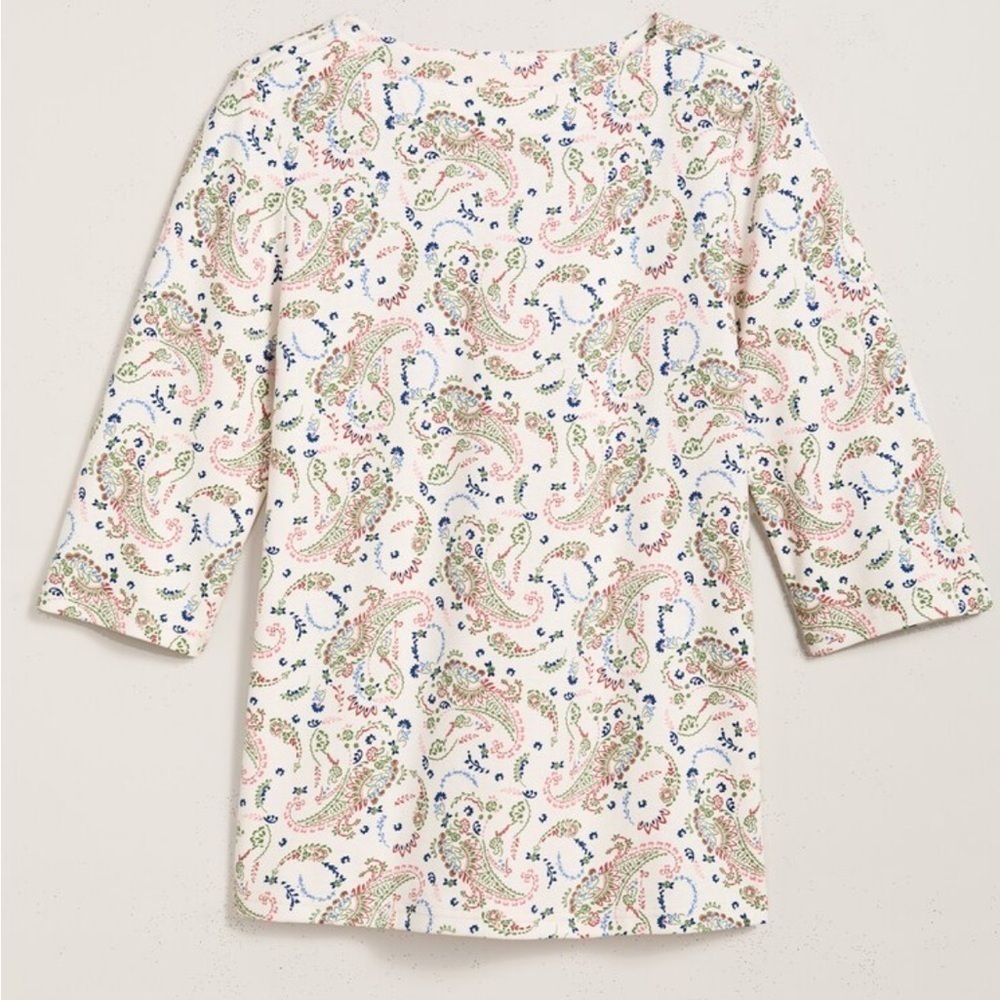 NWOT Blair essential crewneck elbow sleeve paisley print shirt